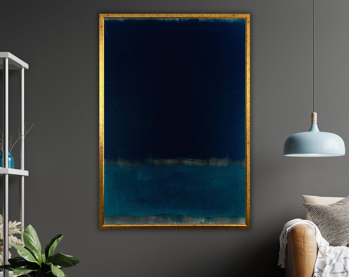 Rothko Inspired Navy Blue Color Field Abstract Modern Art Print