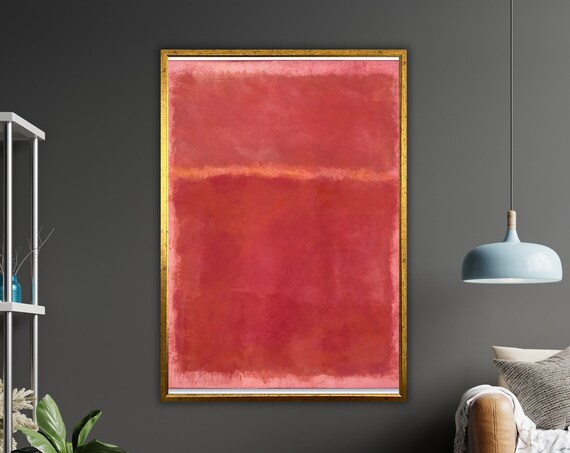 Vibrant Rothko Red Orange Art Print Abstract Wall Decor Ready To Hang Framed Modern Painting