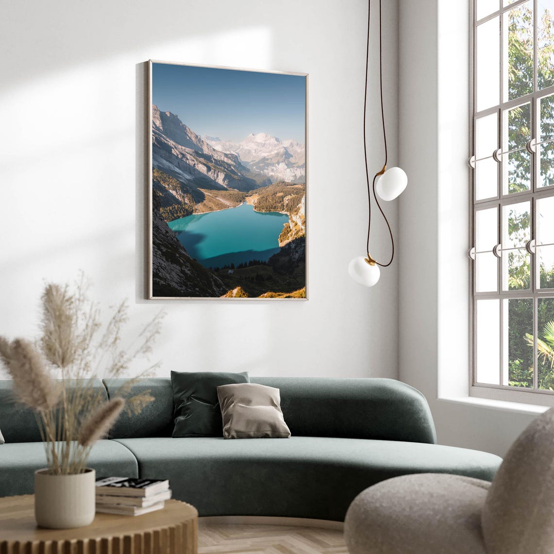 Turquoise Alpine Lake Nestled in a Rugged Mountain Valley Poster - Image 2
