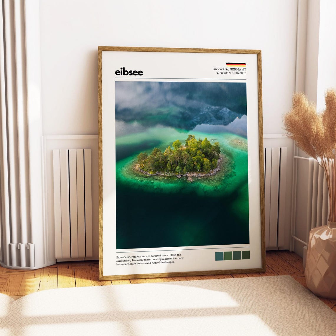 Eibsee Bavaria Germany Emerald Lake Aerial Island View Poster - Image 4
