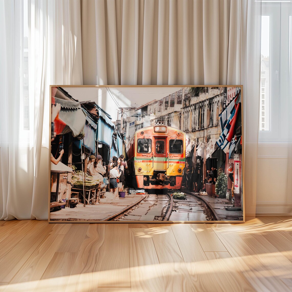 Maeklong Railway Market Train Passing Street Thailand Photo Poster - Image 4