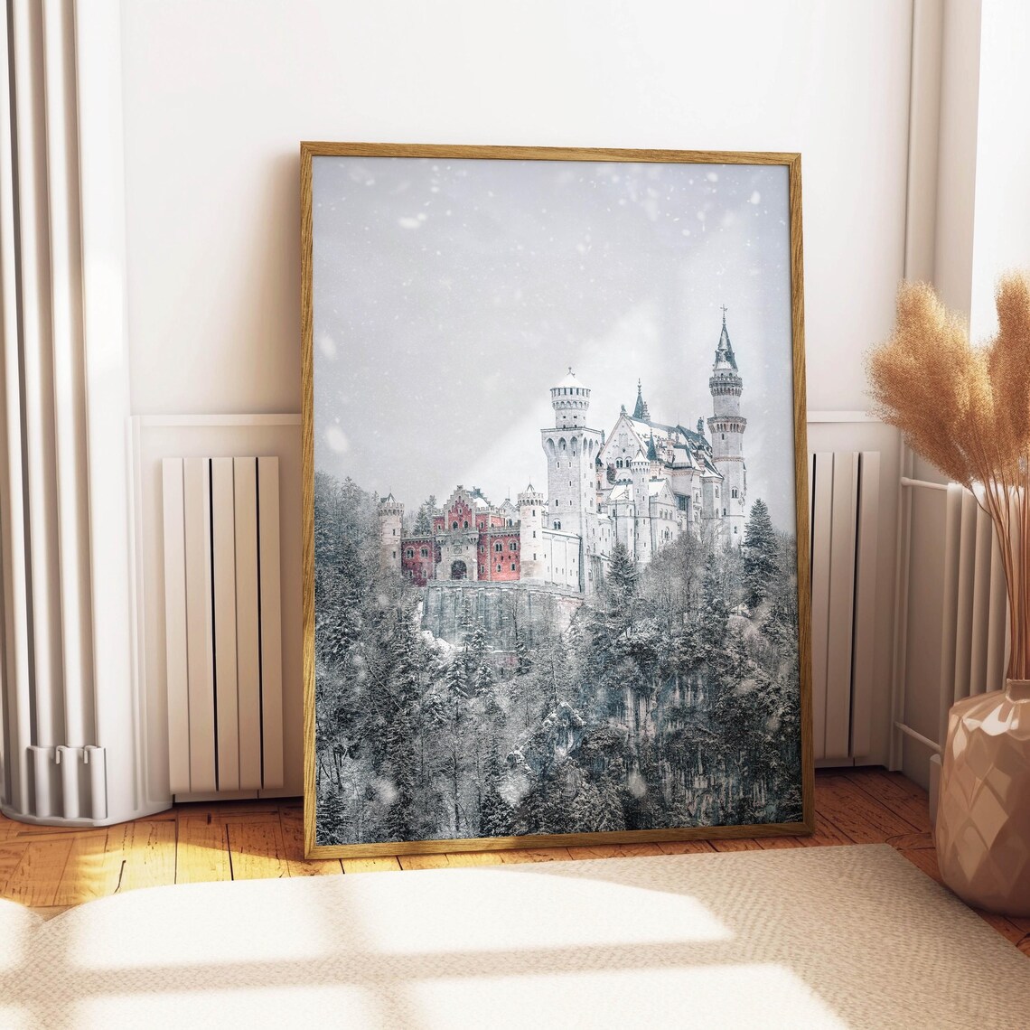 Neuschwanstein Castle in Snow Winter Fairytale Photography Poster - Image 4