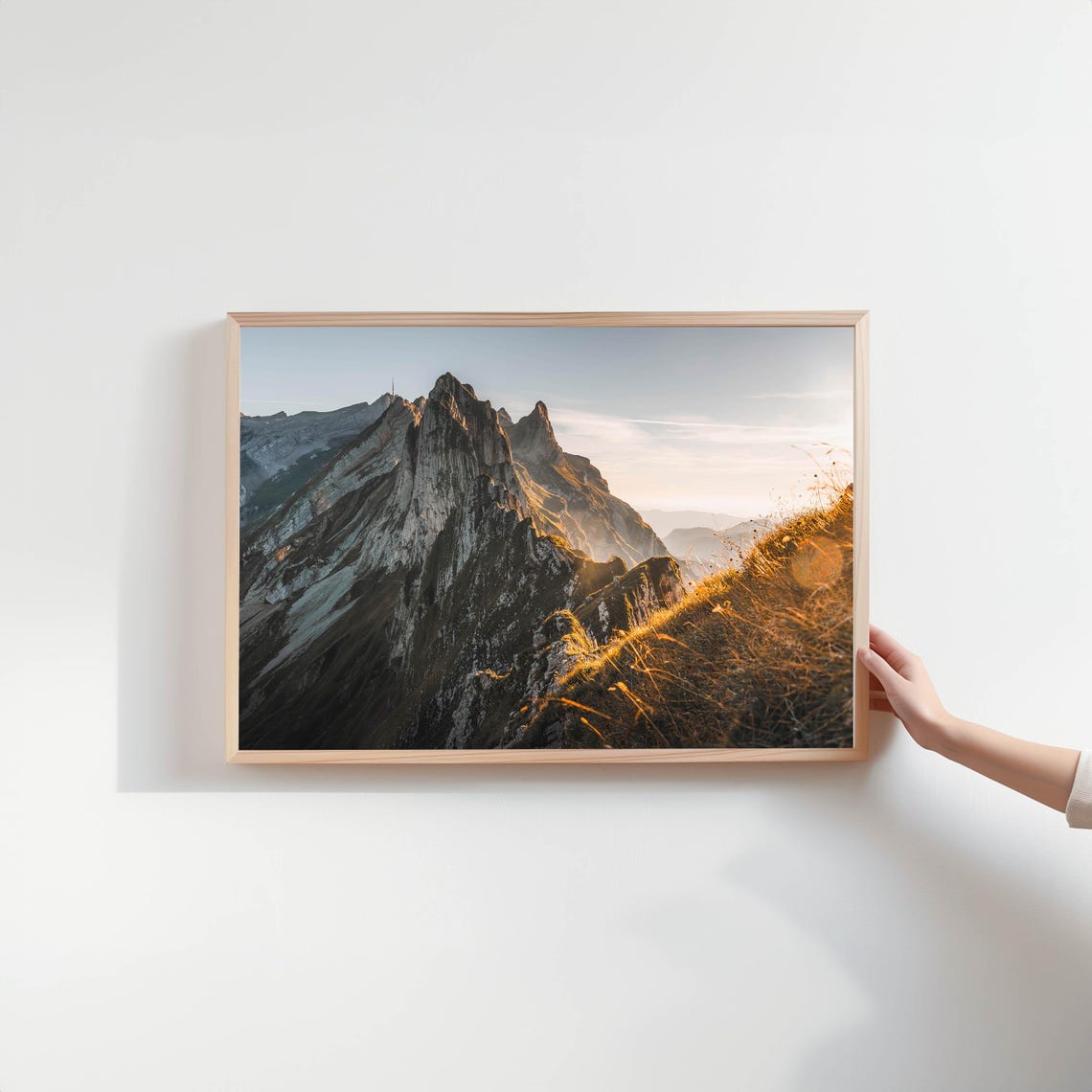 Dramatic Alpine Rocky Peaks Bathed in Warm Evening Light Poster - Image 2