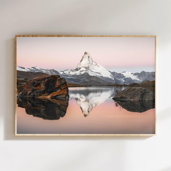 Stellisee Matterhorn Zermatt Swiss Alps Switzerland Mountain Photography Wall Art Print Modern Home Decor Nature Print