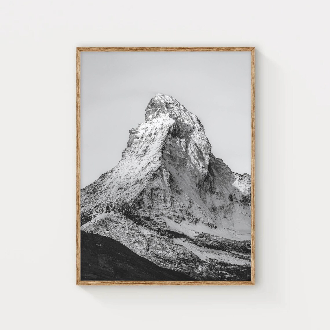 Matterhorn Snow Peak Black and White Alpine Mountain Photo Poster