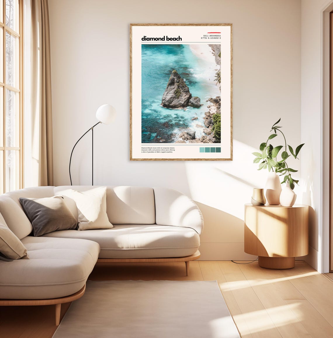 Diamond Beach Bali Indonesia Turquoise Ocean Cliffs Travel Poster - Image 3