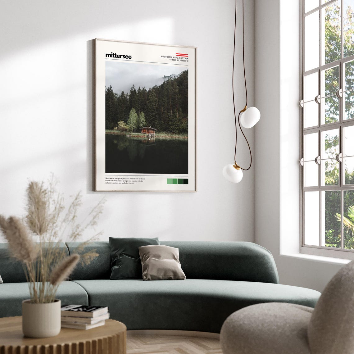 Mittersee Austrian Alps Misty Lake Forest Boathouse Photo Poster - Image 4