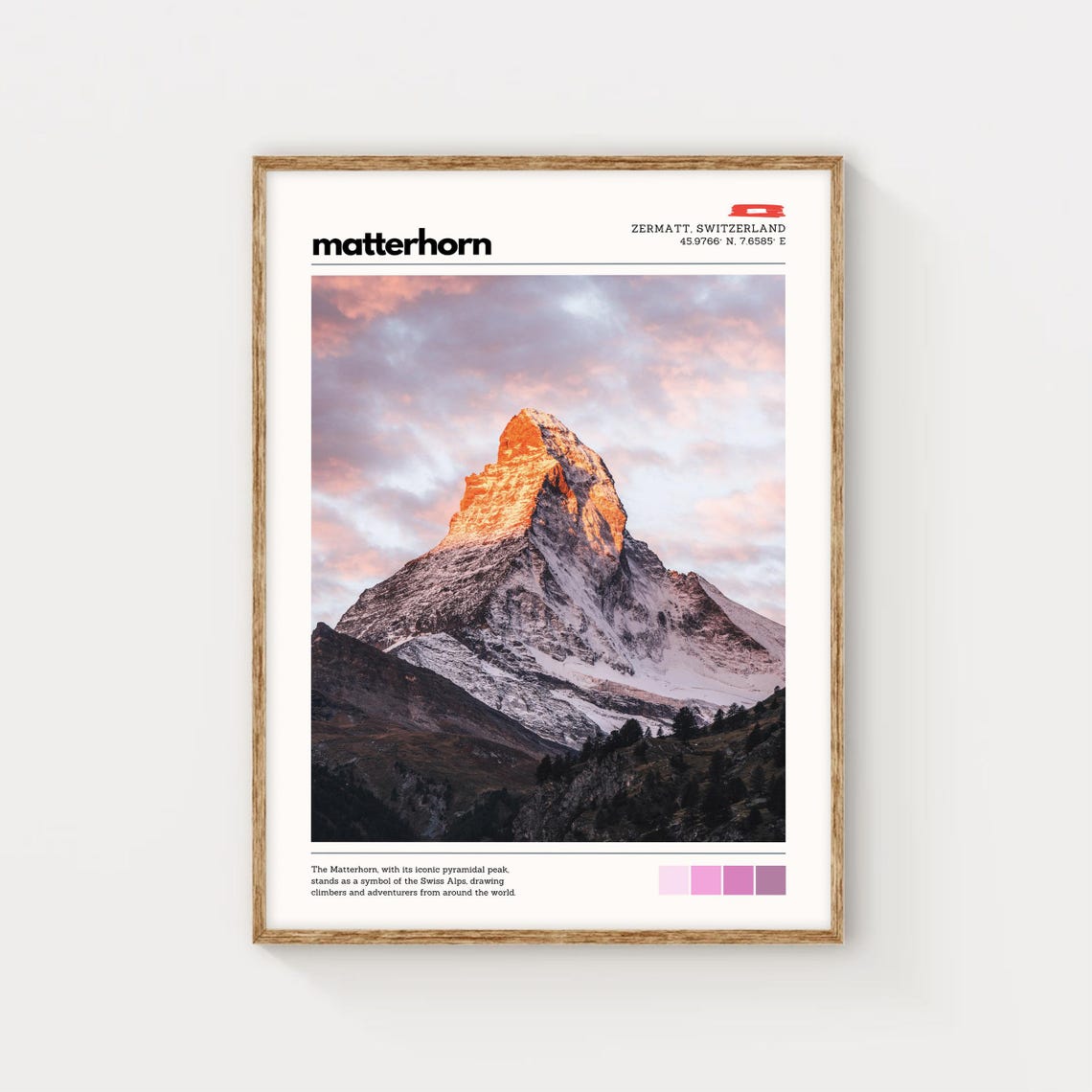 Matterhorn Zermatt Switzerland Pyramid Peak Alpenglow Travel Poster - Image 4