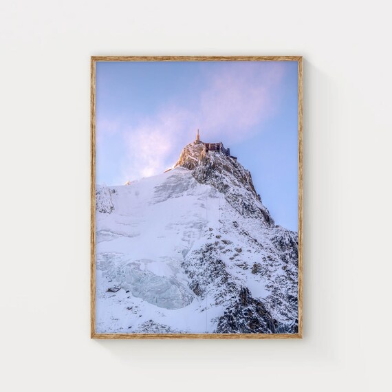 Aiguille du Midi Summit Terrace Dusk Snowy Alpine Peak Poster
