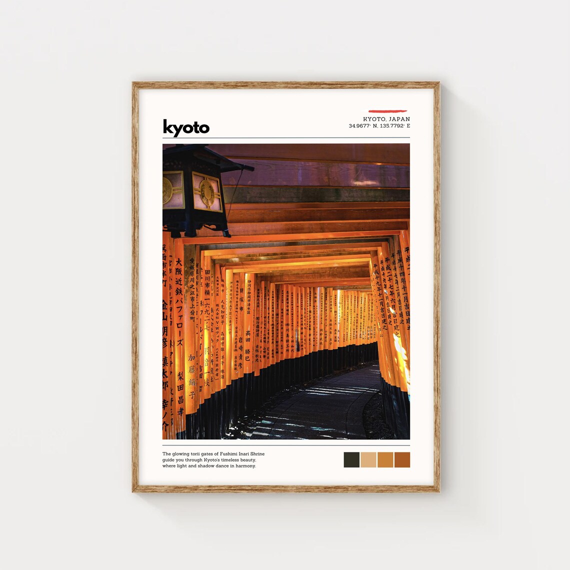 Kyoto Fushimi Inari Shrine Vermilion Torii Gates Tunnel Poster