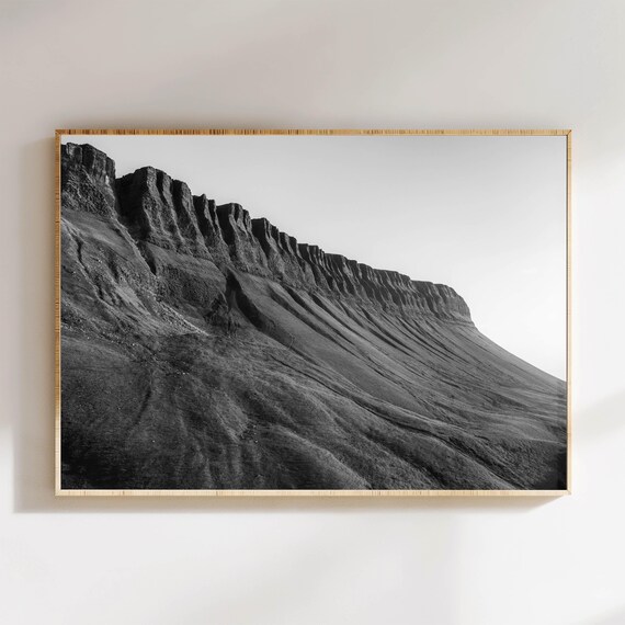 Benbulbin Mountain Sligo Ireland Irish Black White Photography Wall Art Print New Home Gift Idea Mountain Wall Decor