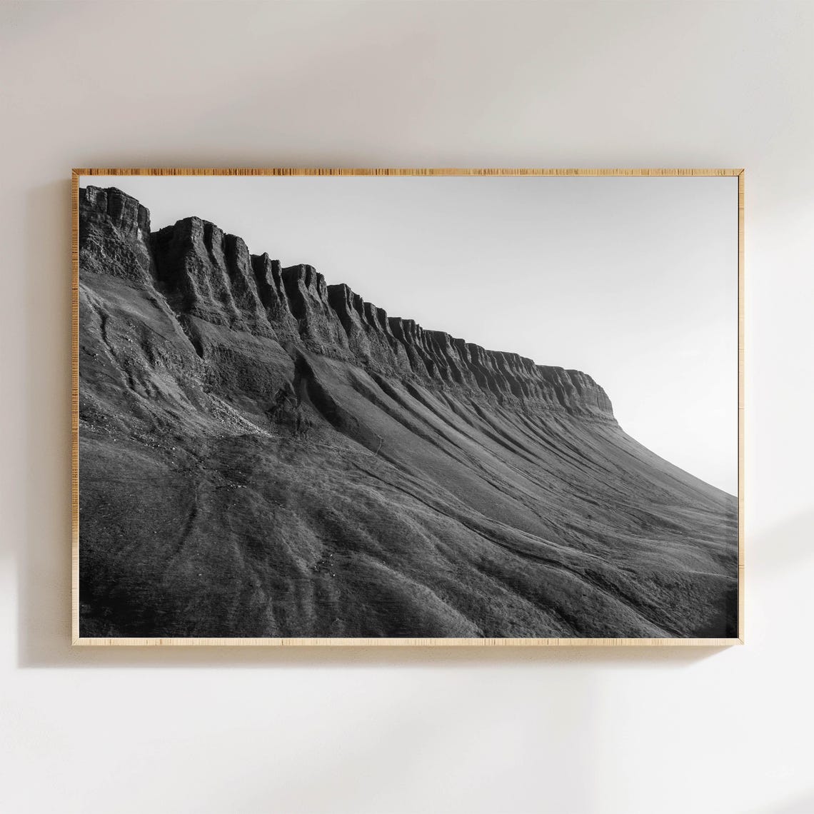 Benbulbin Mountain Escarpment Sligo Ireland Black And White Poster