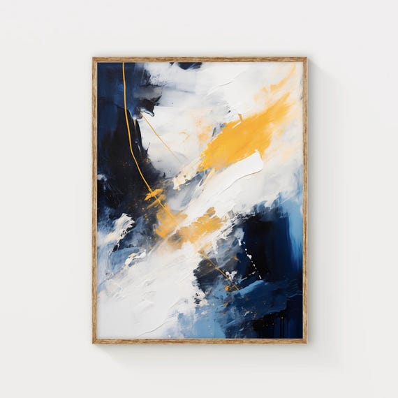Abstract Wall Art Print Bold Blue And Yellow Painting Modern Minimalist Decor Contemporary Art Poster Vibrant Abstract Artwork