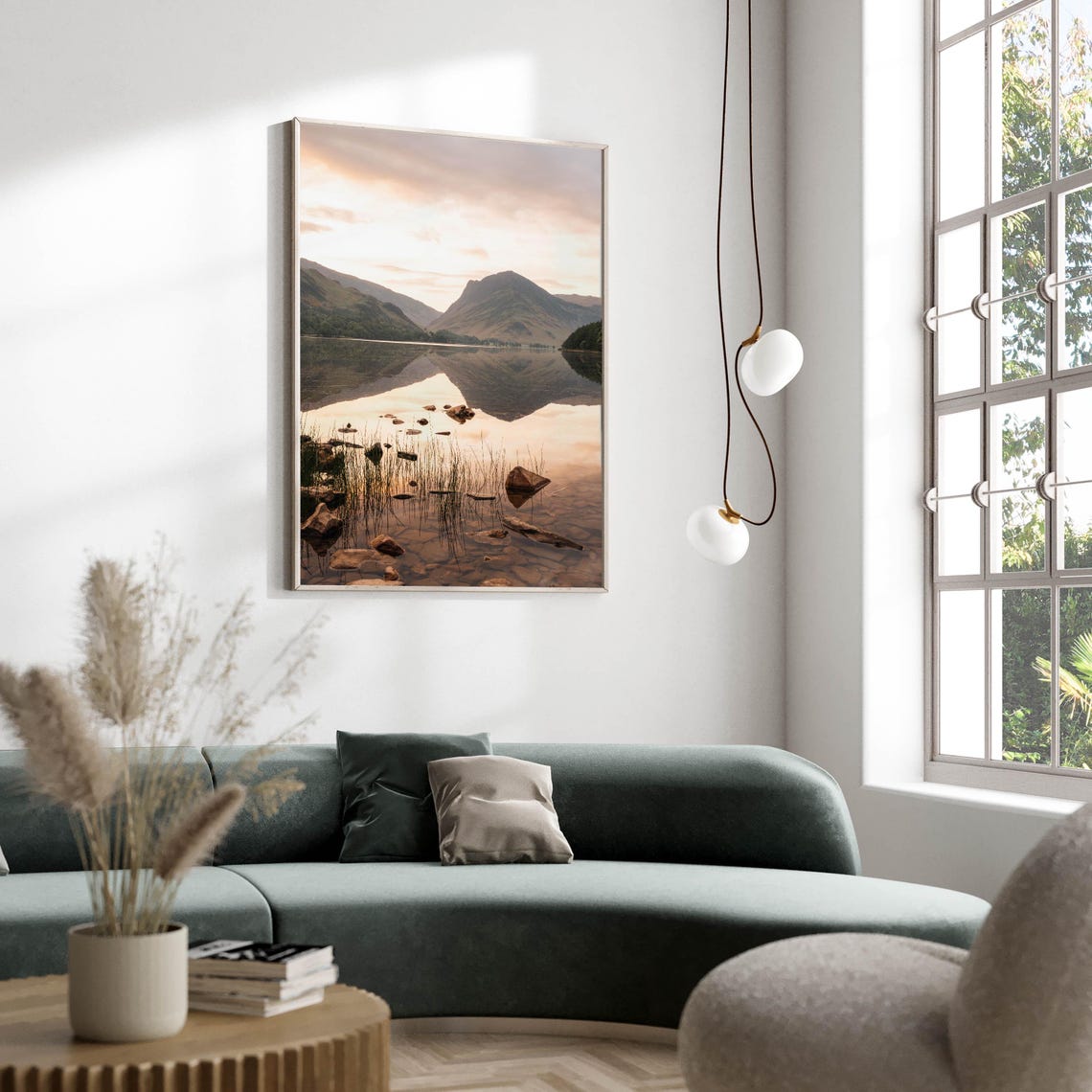 Buttermere Glassy Lake With Perfect Mountain Mirror Reflection Poster - Image 2
