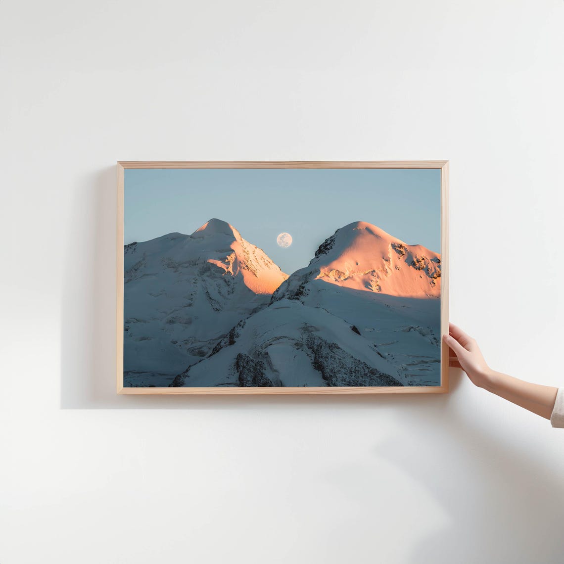 Castor And Pollux Twin Snow Peaks With Moonrise Monte Rosa Alps Poster - Image 2