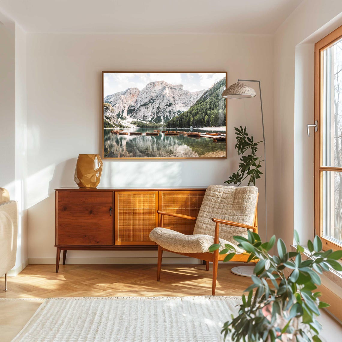 Lago Di Braies Dolomites Rowboats Mirror Lake Mountain Scenery Poster - Image 5