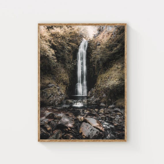 Glenevin Waterfall Print Donegal Ireland Nature Photography Landscape Wall Art Irish Waterfall Poster Scenic Wall Art Decor