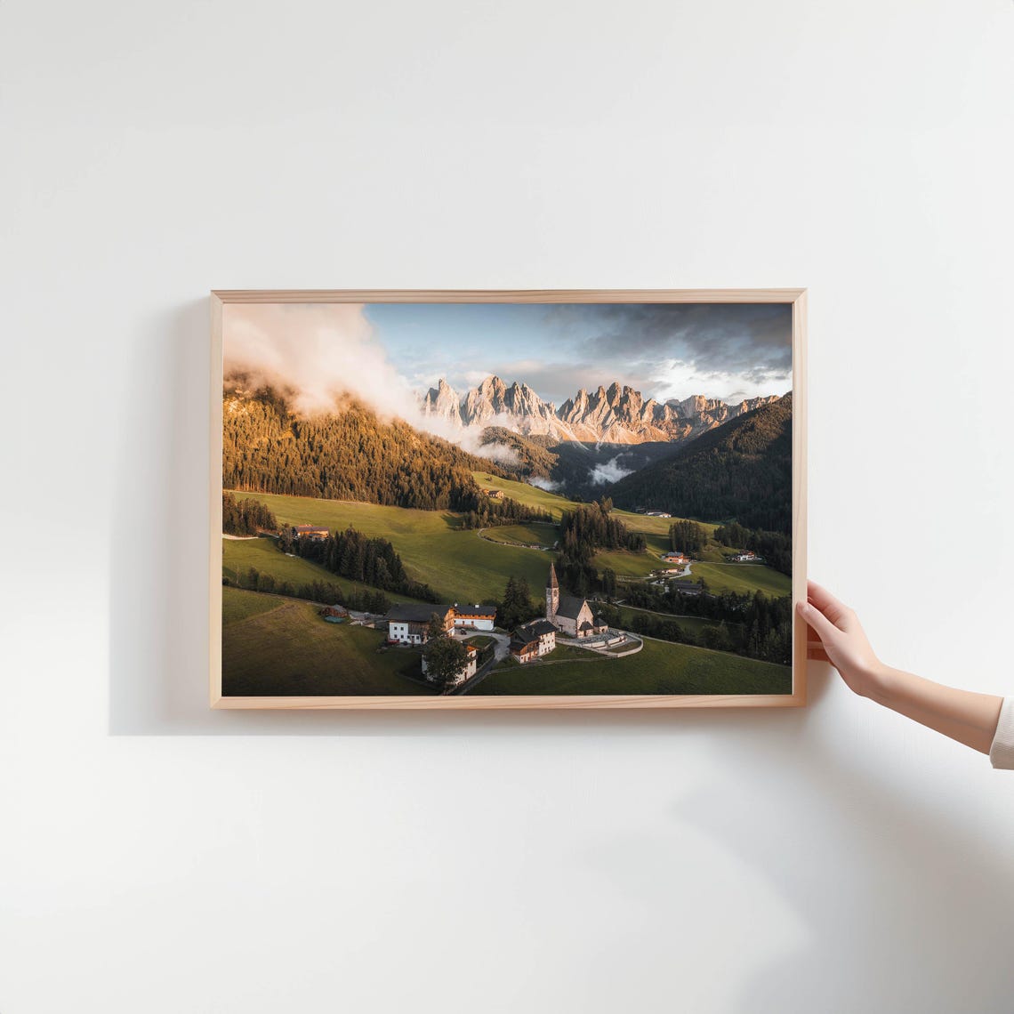 Santa Magdalena Village Church Beneath Dolomites Peaks Italy Poster - Image 2
