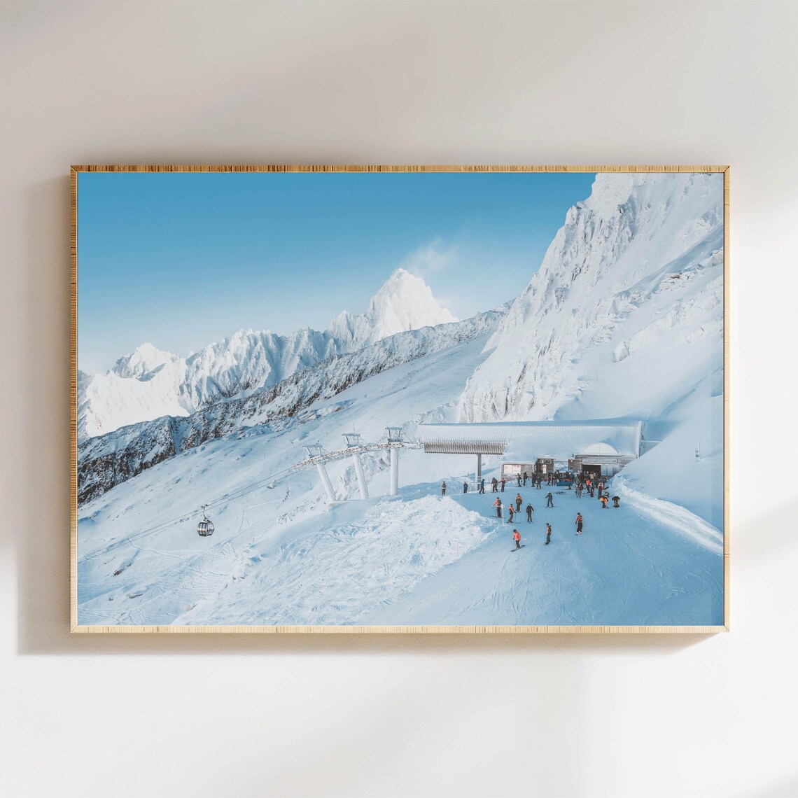 Alpine Ski Slope Gondola Lift Bluebird Day Skiers Winter Poster