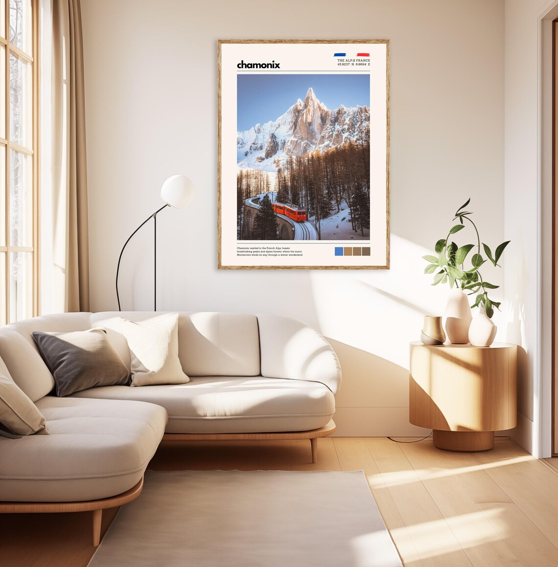 Chamonix French Alps Red Train Snowy Mountain Winter Travel Poster - Image 2
