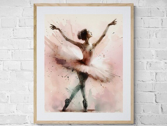 Pink Tutu Ballerina Watercolor Dance Art Little Girls Room Poster