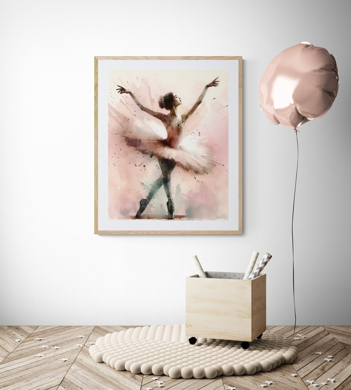 Pink Tutu Ballerina Watercolor Dance Art Little Girls Room Poster - Image 3