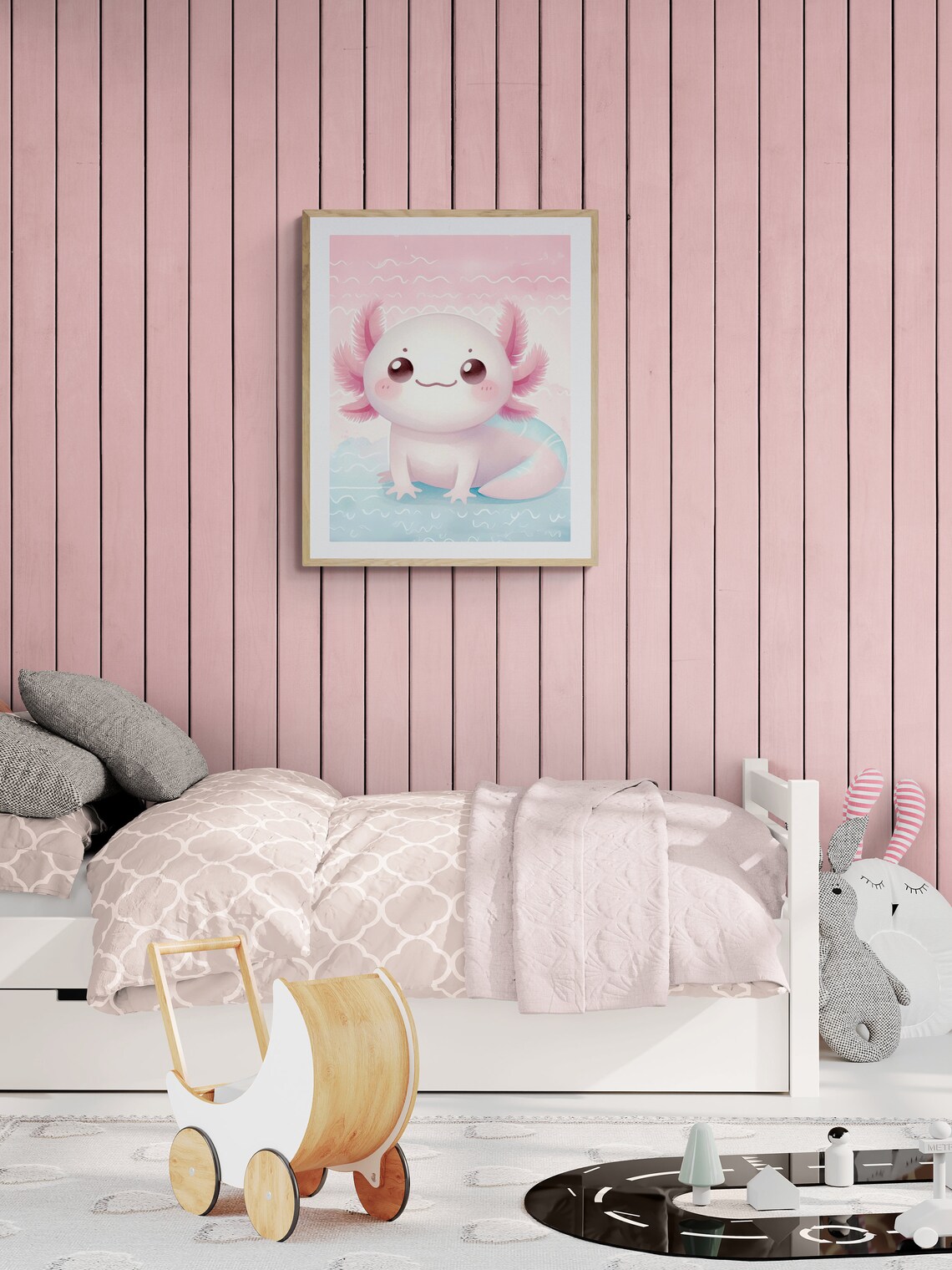 Axolotl Nursery Decor Art Print, Cute Kids Wall Art - Image 3