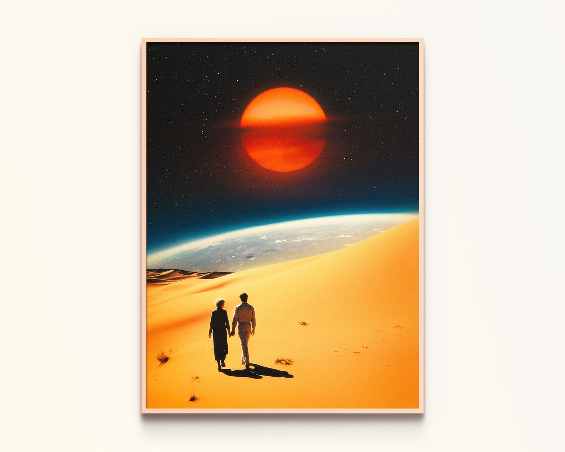 Cosmic Connection Retro Futurism Art Print - Image 3