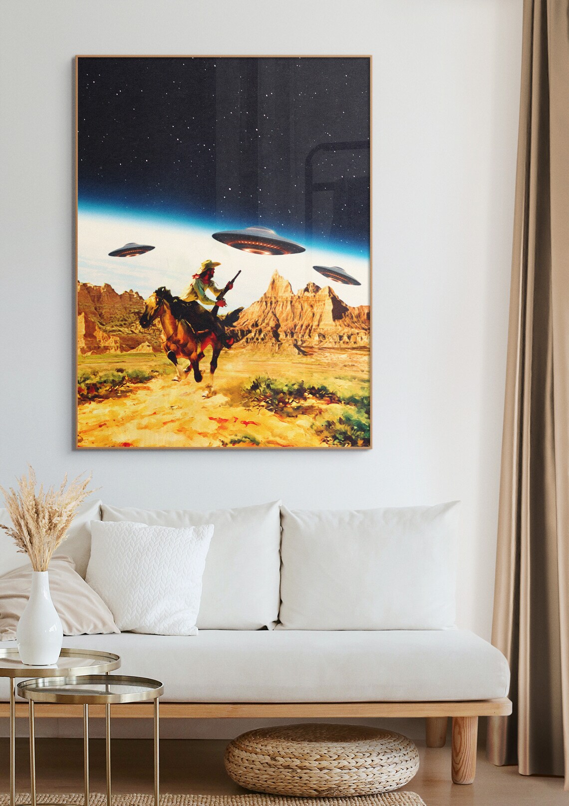 UFO Space Chase Retro Futuristic Exhibition Poster - Image 2