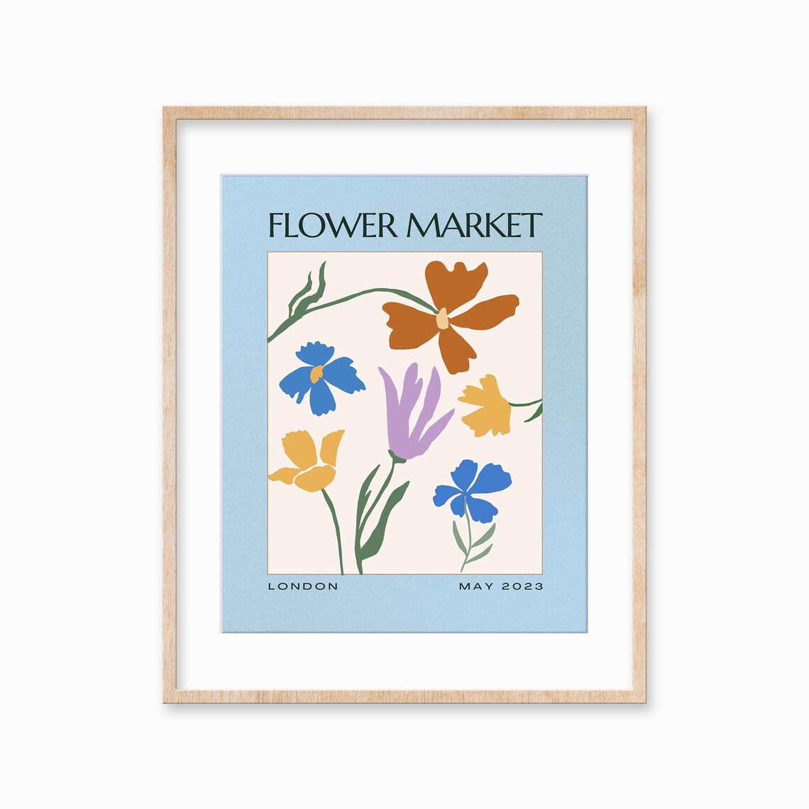 Vintage Flower Market London May 2023 Floral Retro Botanical Poster