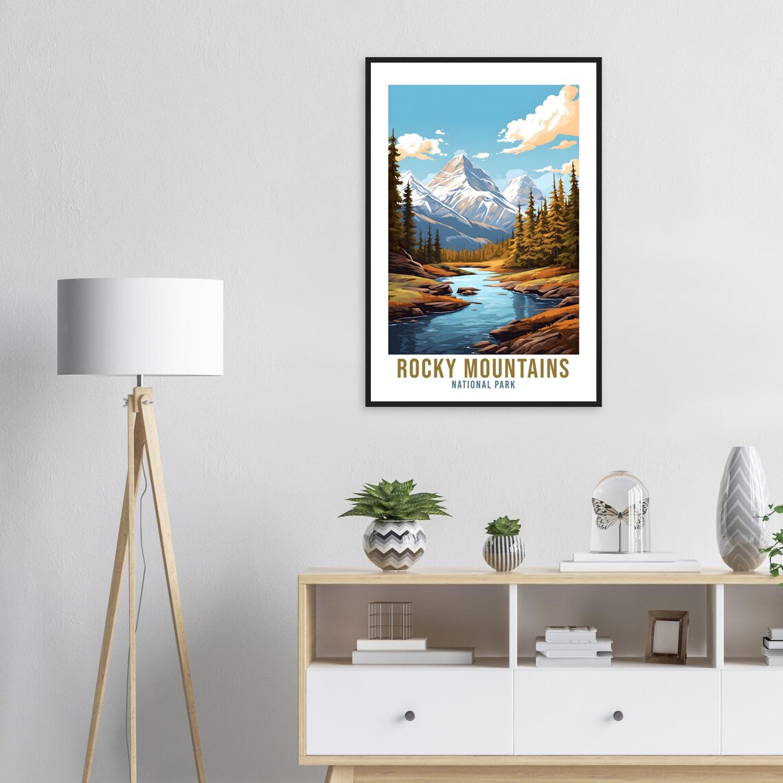 Rocky Mountains National Park Snow Peak River Pine Travel Poster - Image 2