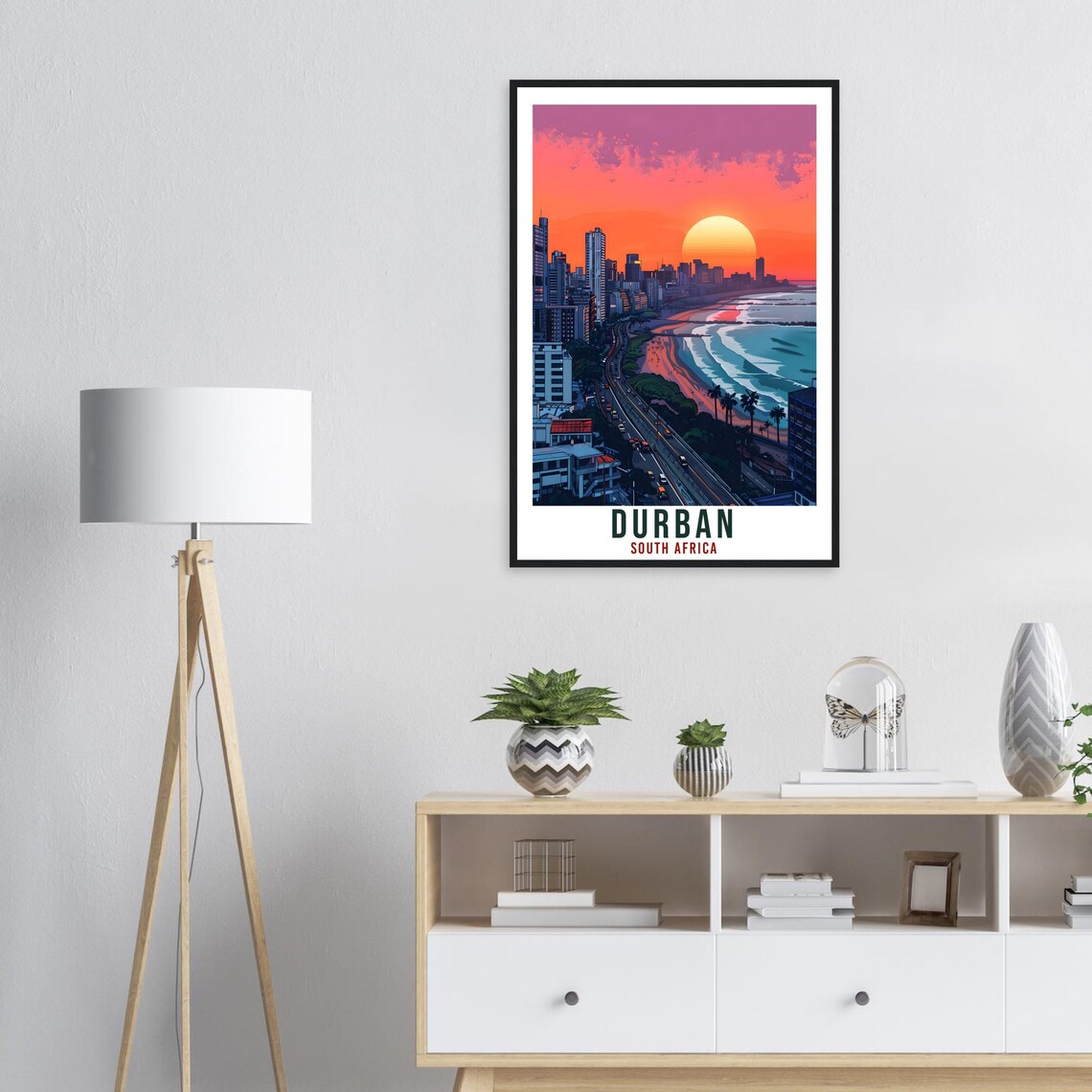 Durban South Africa Sunset Beachfront Golden Sun Coastal Travel Poster - Image 3