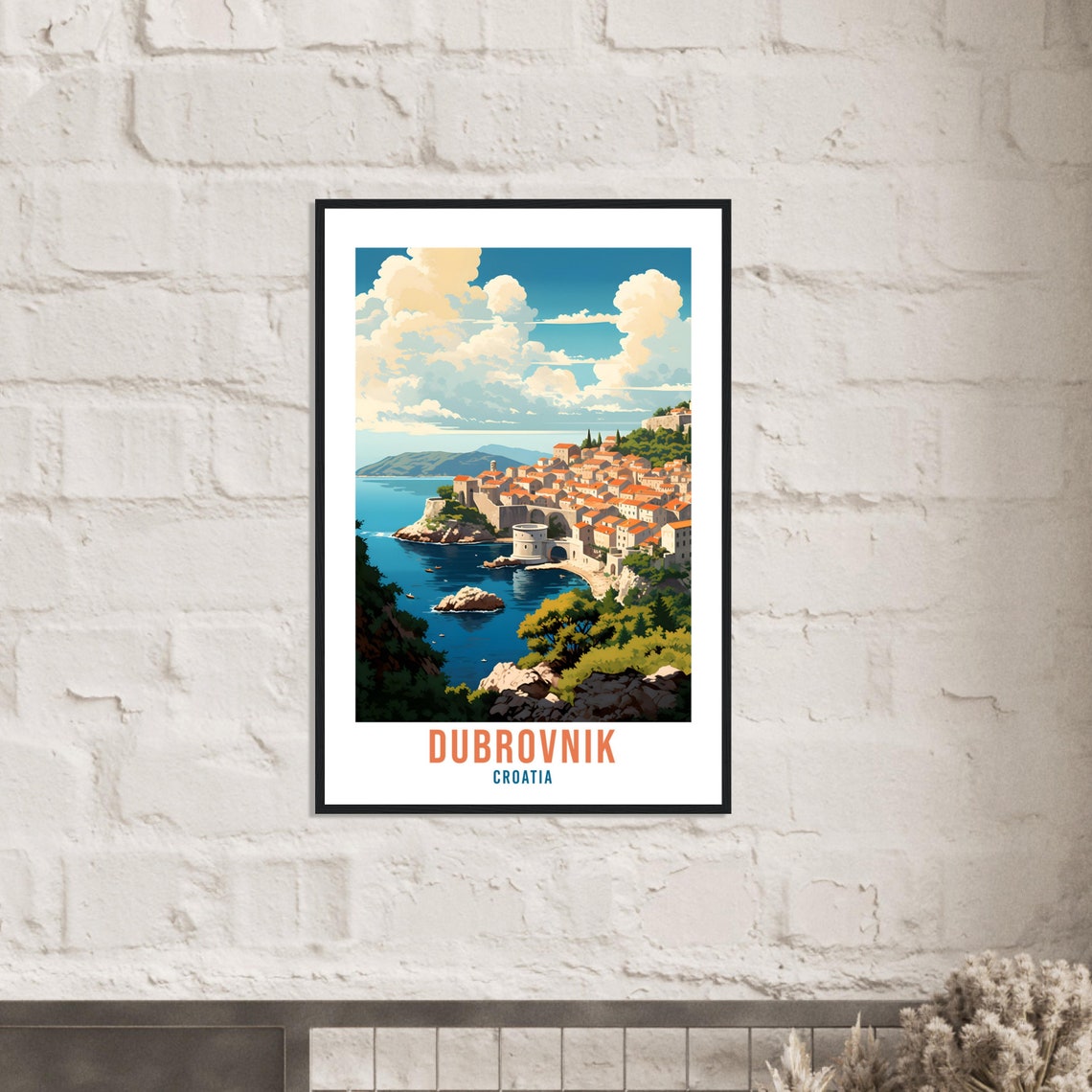 Dubrovnik Croatia Old Town Adriatic Cliffs Sunset Travel Poster - Image 4