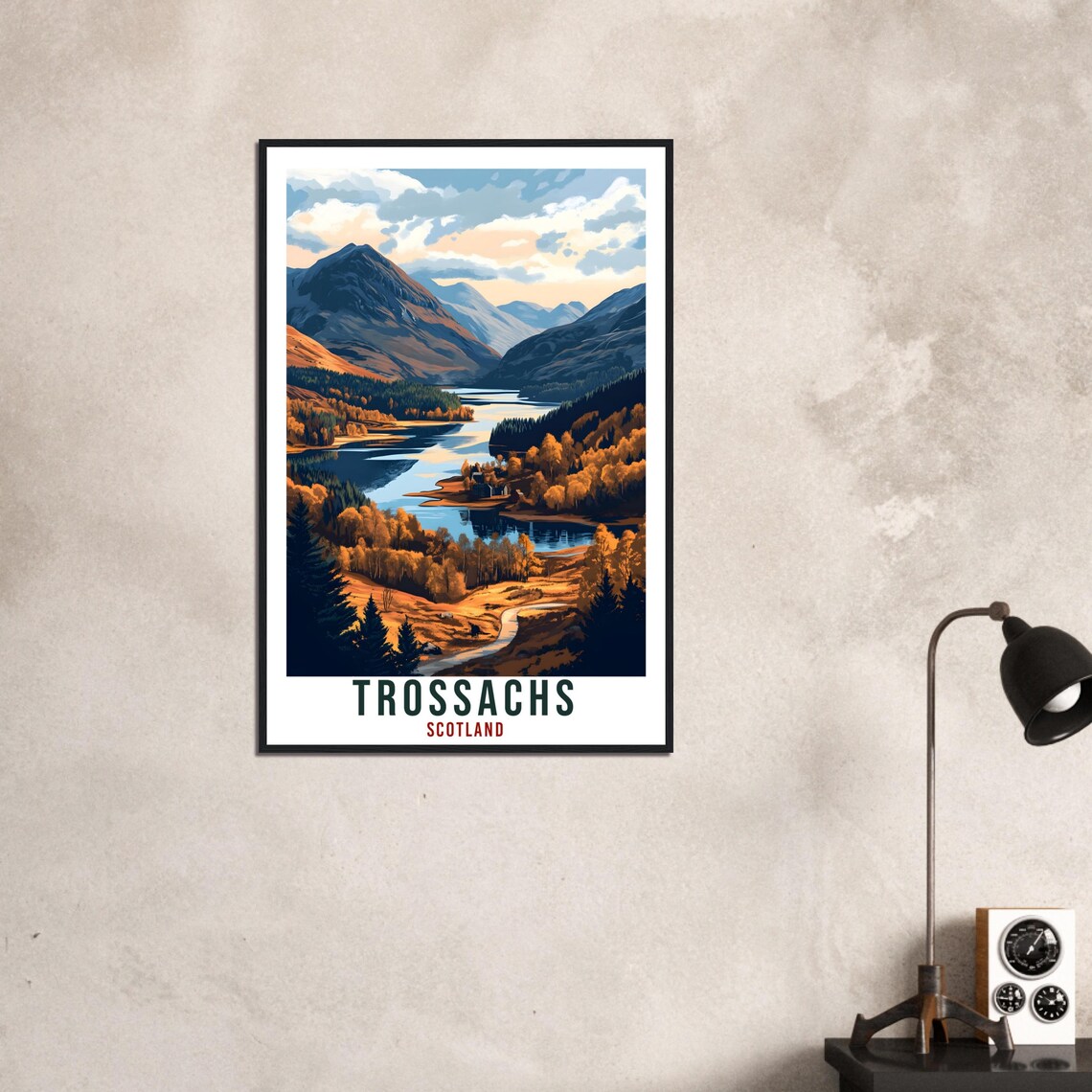 Trossachs Scotland Autumn Loch Valley Pines Vintage Travel Poster - Image 3