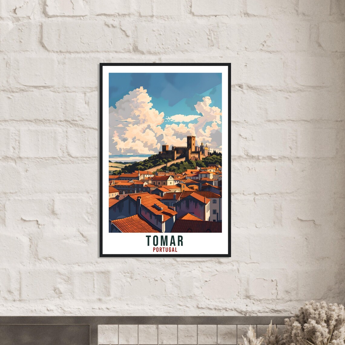 Tomar Portugal Hilltop Castle Historic Old Town Travel Poster - Image 3