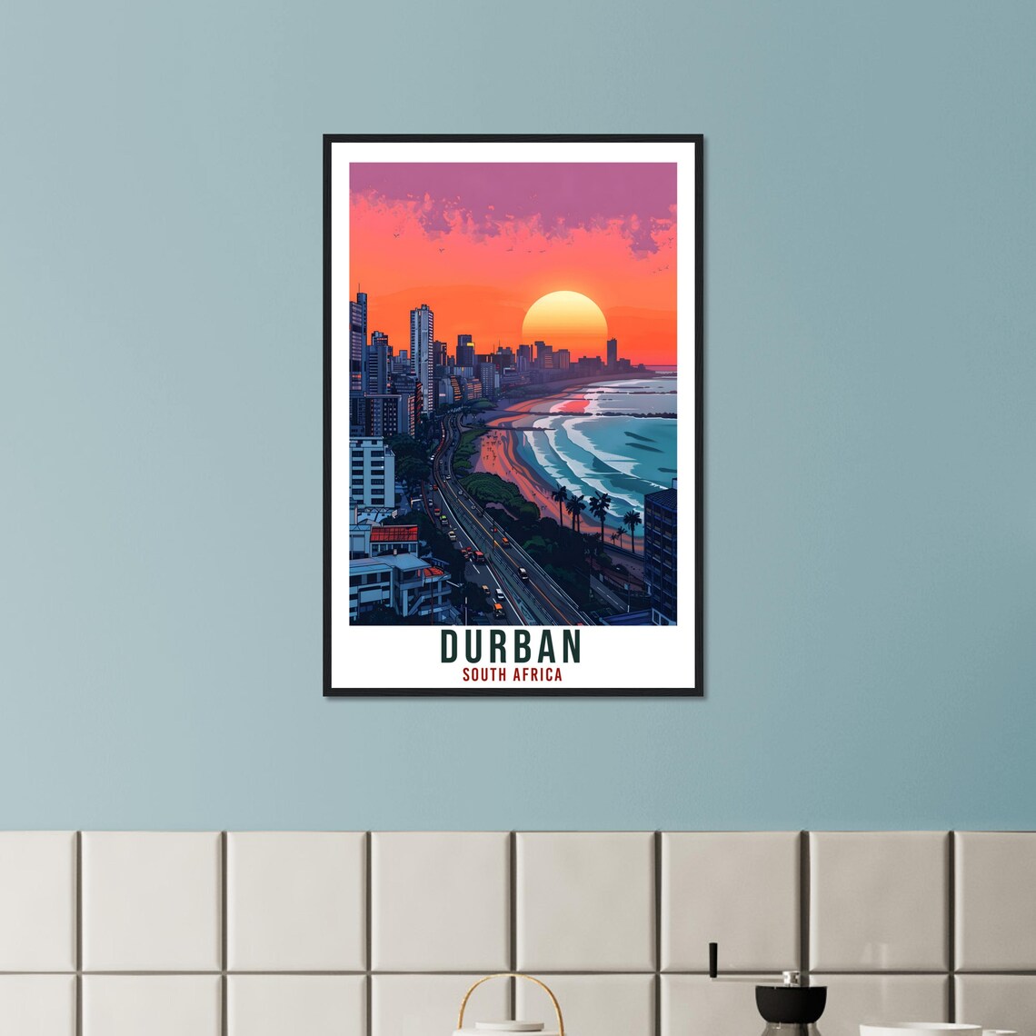 Durban South Africa Sunset Beachfront Golden Sun Coastal Travel Poster - Image 2