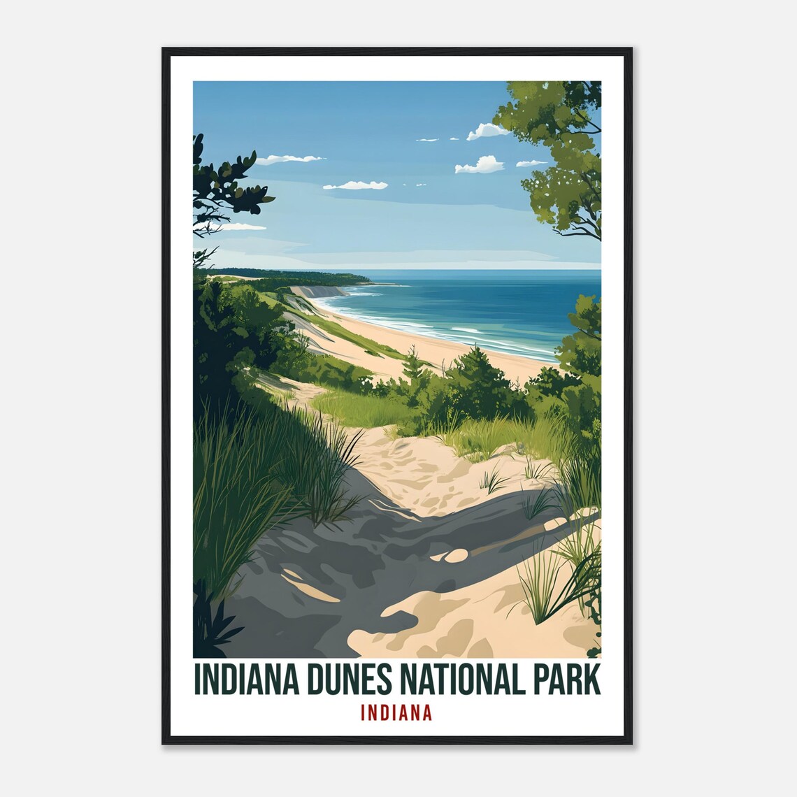 Indiana Dunes National Park Beach Sunset Vintage Travel Poster - Image 4