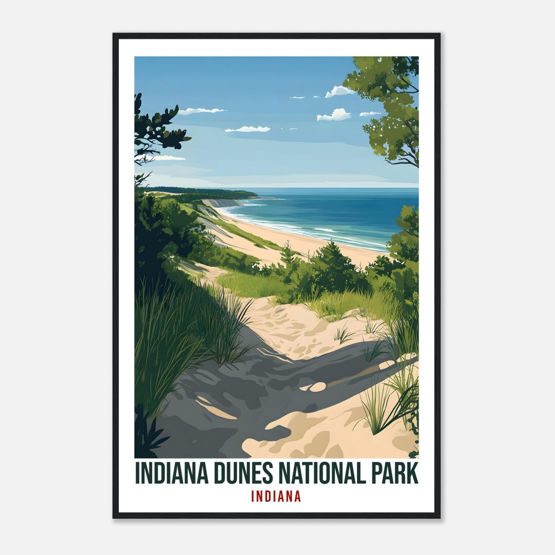 Indiana Dunes National Park Usa Travel Print Wall Art Wall Hanging Home Dcor Indiana Dunes Gift Travel Art Usa Hiking Artwork Travel Poster - Image 4