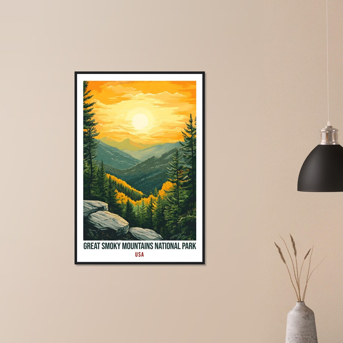 Great Smoky Mountains National Park USA Travel Poster Sunset View - Image 3