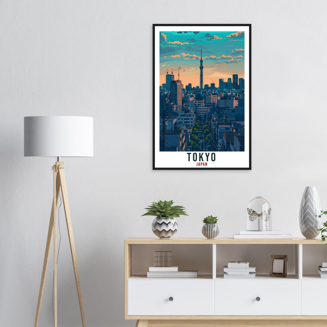 Tokyo Japan Skytree Tower Evening City Skyline Travel Poster - Image 3