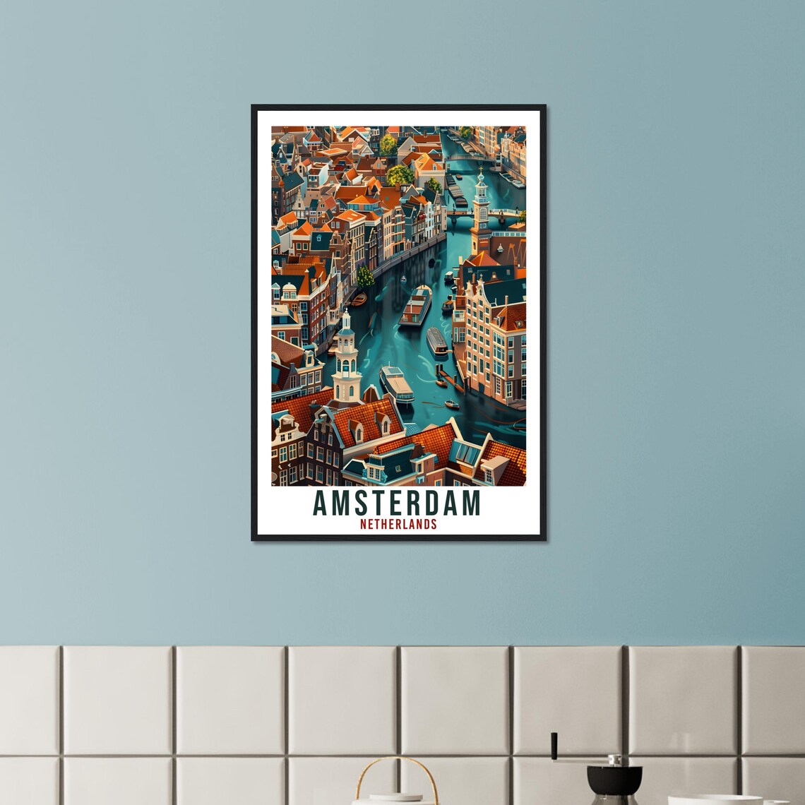 Amsterdam Canals Travel Poster, Holland Wall Art - Image 3