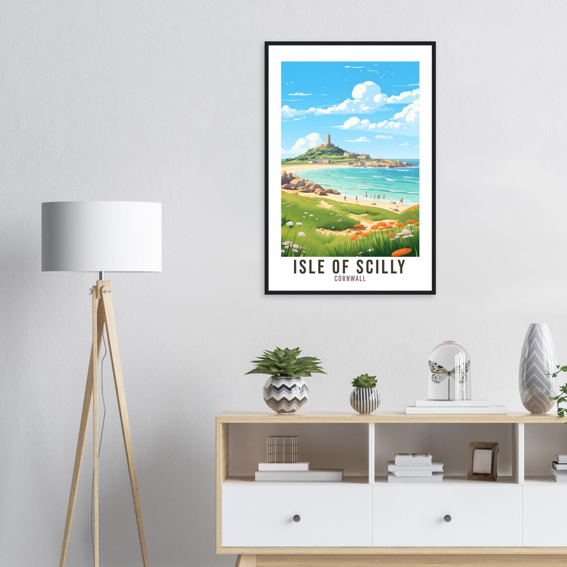 Isle of Scilly Cornwall Sandy Beach Island Retro Travel Poster Art - Image 3