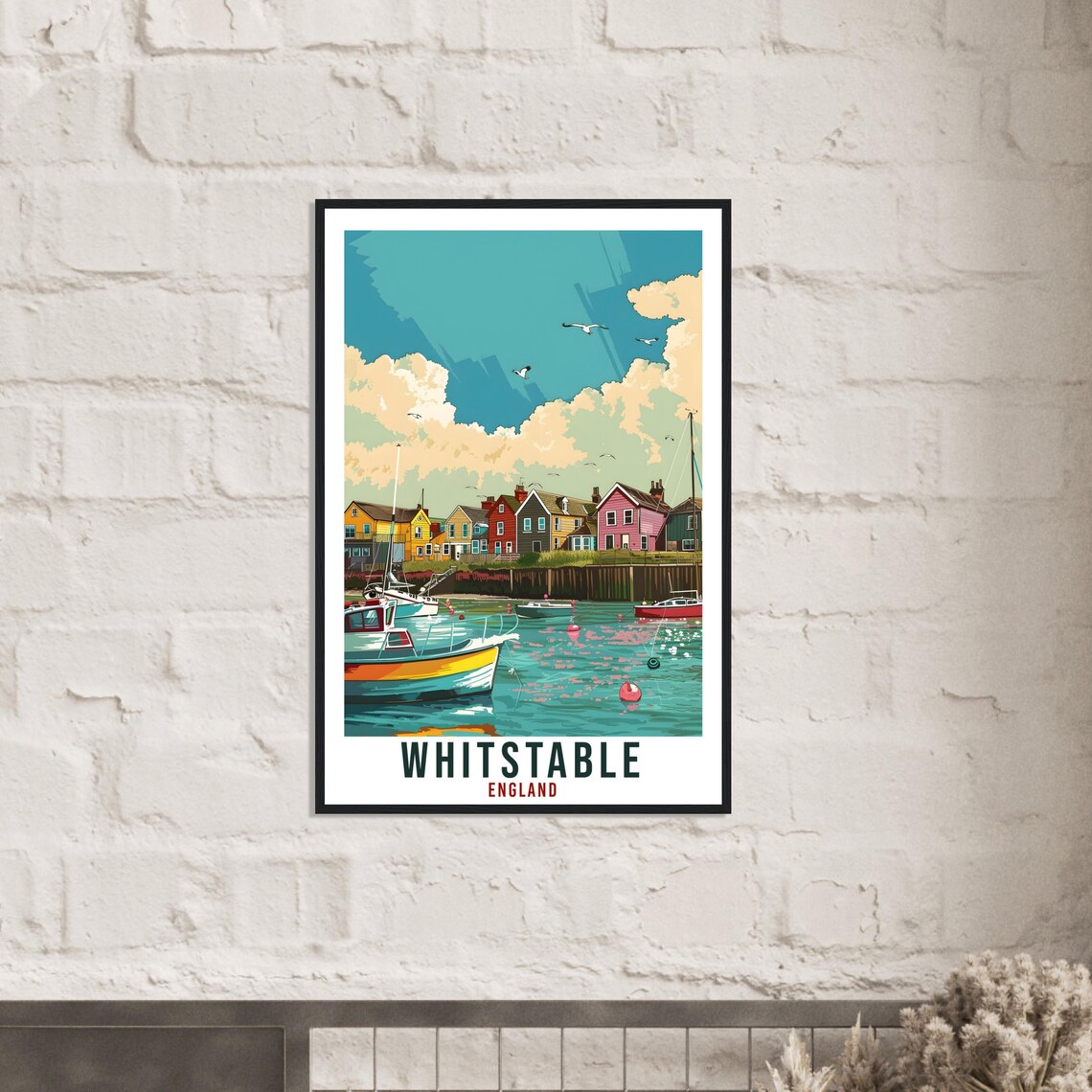 Whitstable England Harbor Boats Colorful Seaside Travel Poster - Image 2