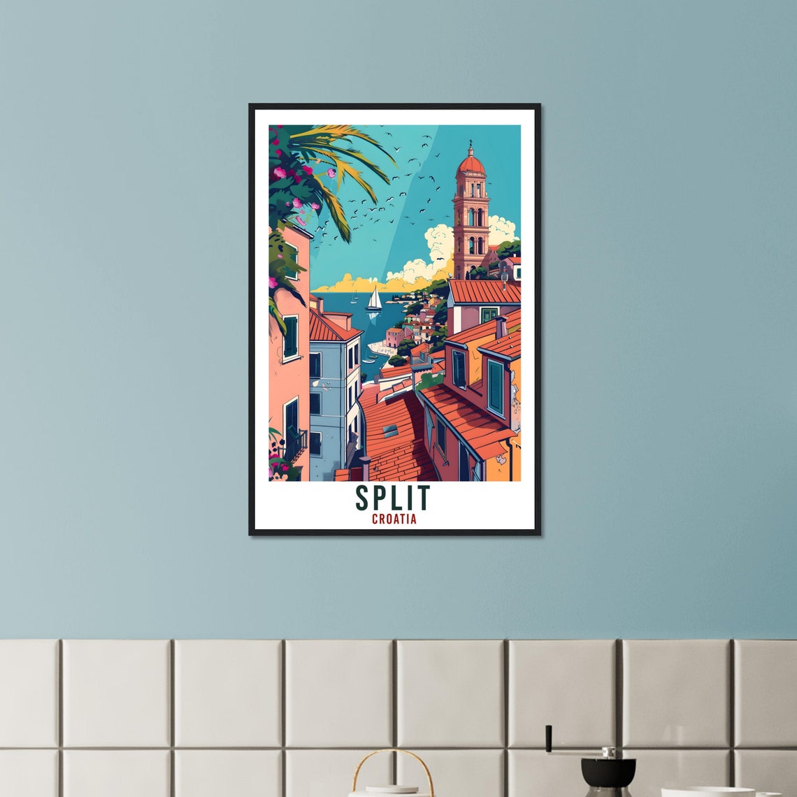 Split Croatia Vintage Travel Poster Old Town Street Seaside View - Image 2