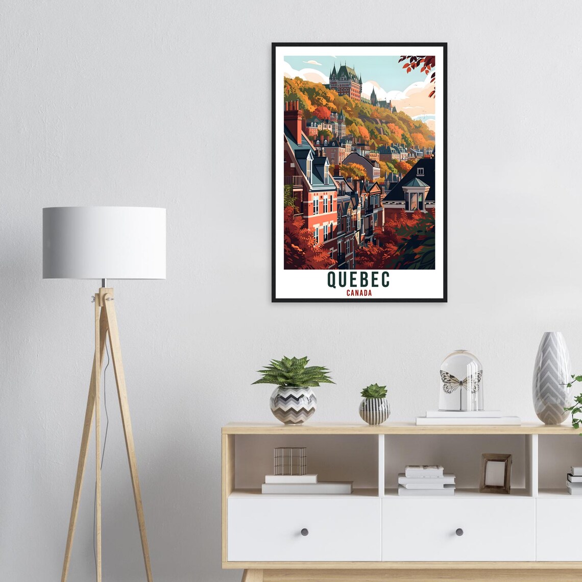 Quebec Canada Historic Old Town Autumn Colors Cityscape Poster - Image 4