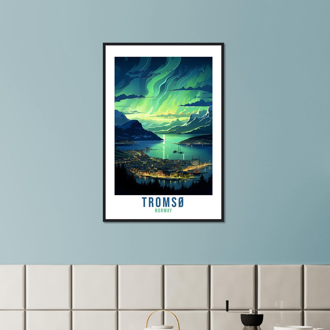 Troms, Norway Northern Lights Travel Poster - Image 2