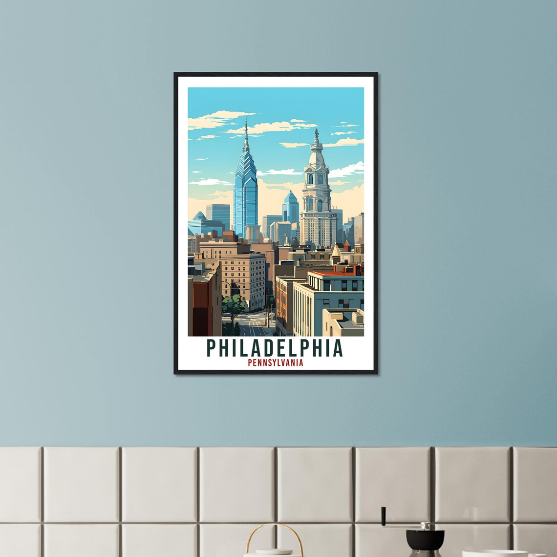 Philadelphia Travel Poster Pennsylvania Home Decor Usa Wall Art Gift Wall Hanging Art Lover Pennsylvania Artwork Philadelphia Travel Print - Image 3
