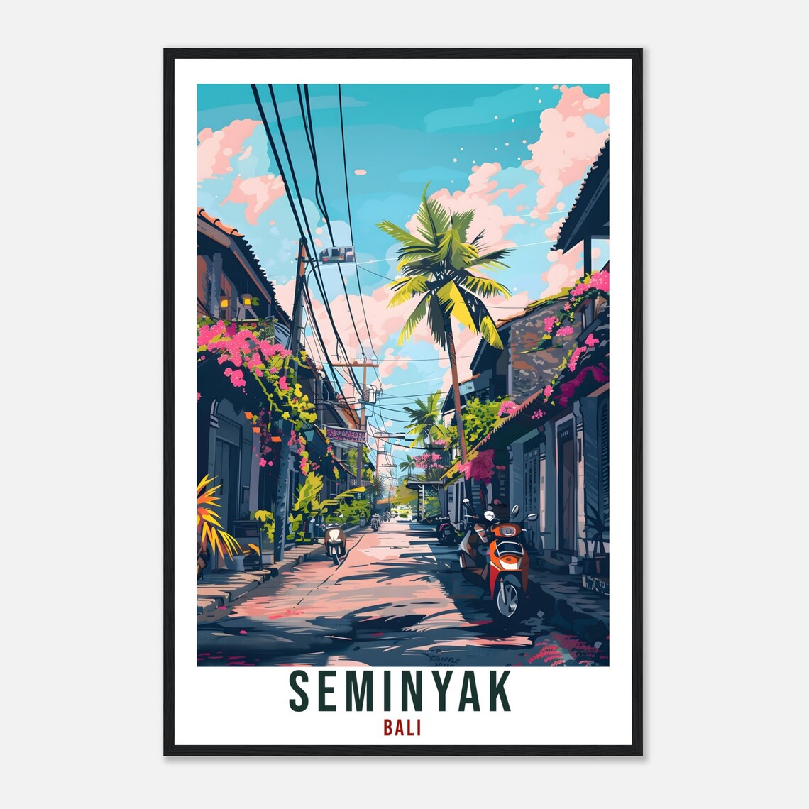 Seminyak Bali Travel Print Bali Wall Art Wall Hanging Home Dcor Seminyak Gift Landmark Artwork Travel Art Indonesia Seminyak Travel Poster - Image 4
