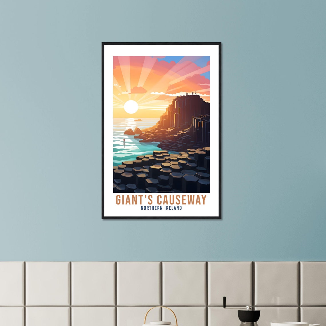 Giants Causeway Northern Ireland Sunrise Cliffs Travel Poster - Image 3