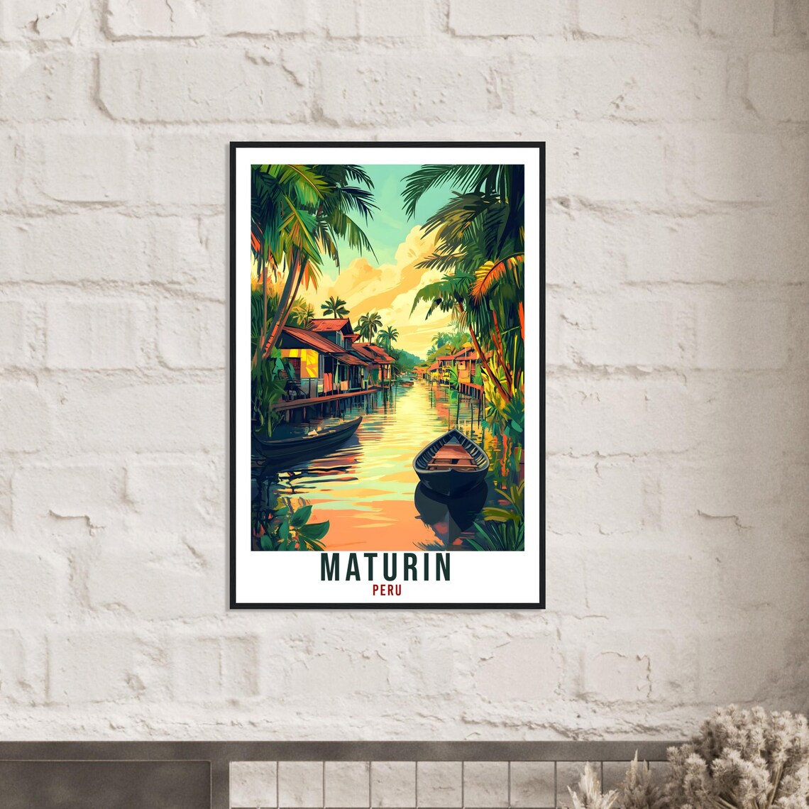 Maturin Peru Tropical River Village Stilt Houses Vintage Travel Poster Art - Image 2